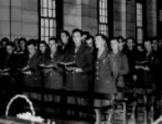 Photo of a church service in Army chapel.